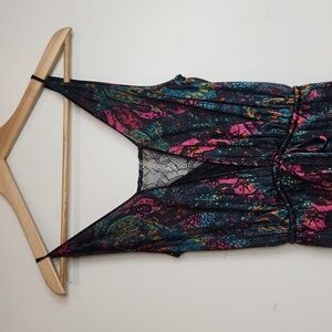 BCBGeneration Multicolor Abstract Wide Leg Jumpsuit Satin Women Pockets Size Xxs